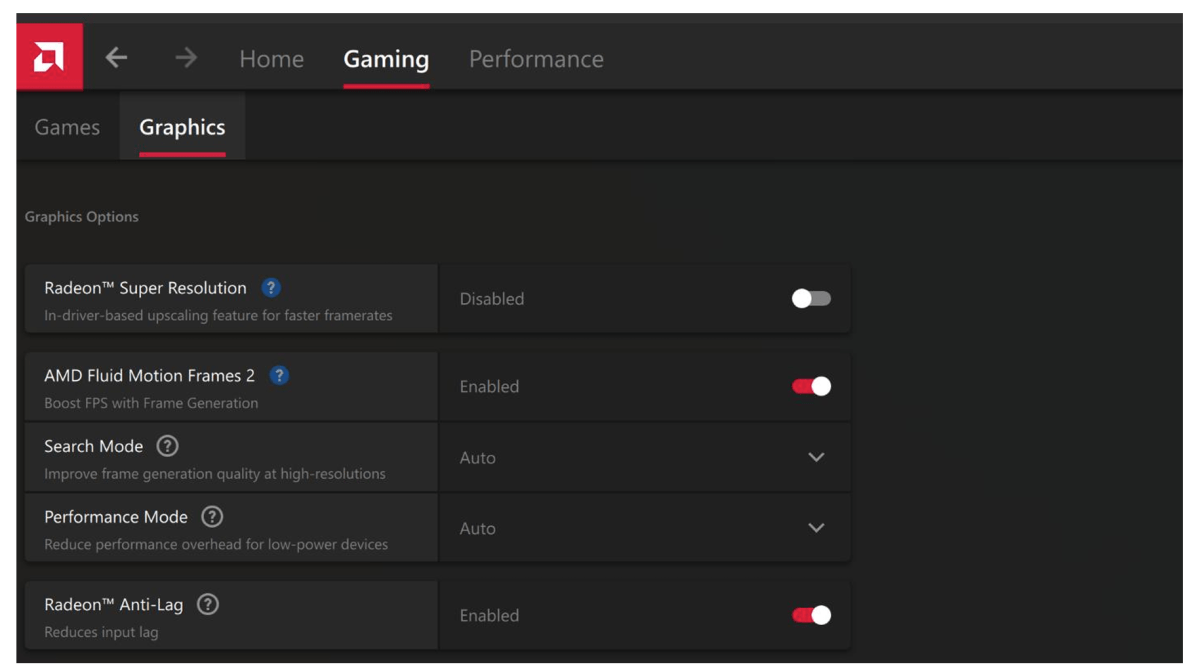 AMD AFMF 2 in Adrenalin