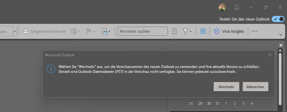 Outlook-Wechsel