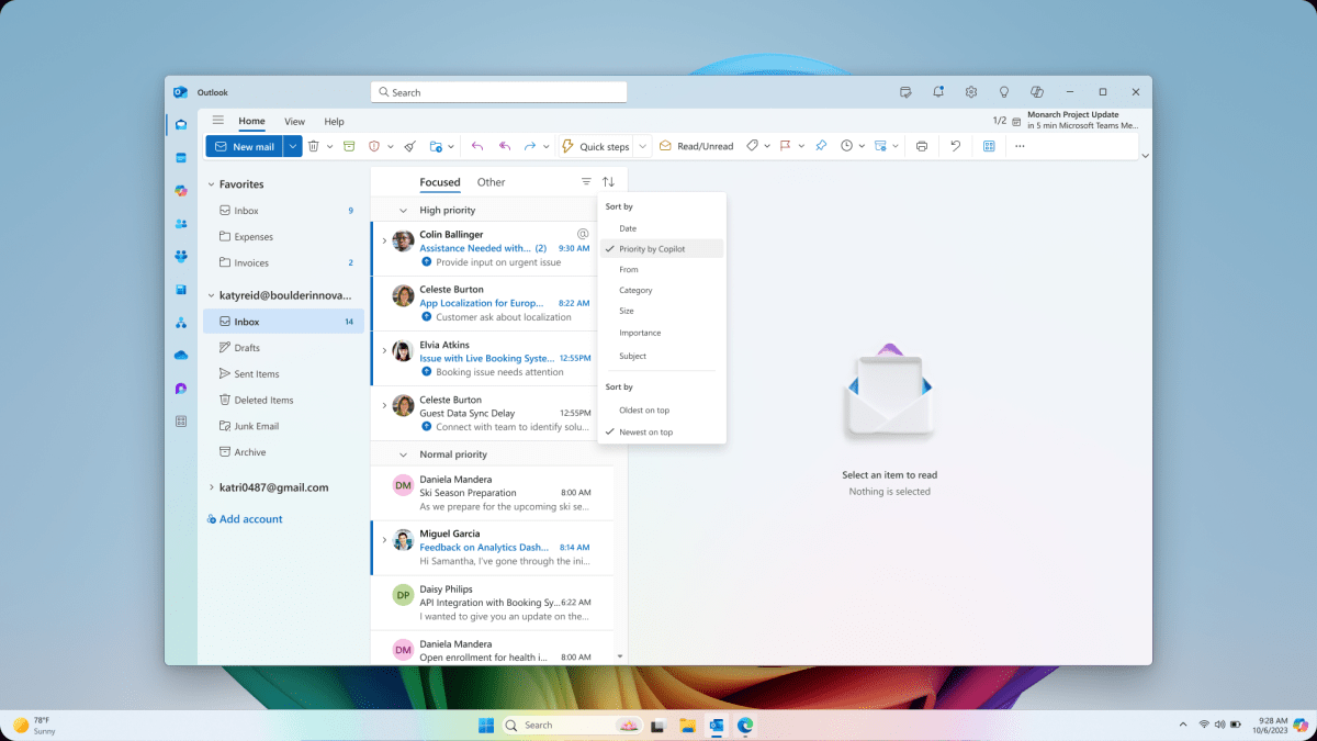 Microsoft Prioritize my inbox with Copilot